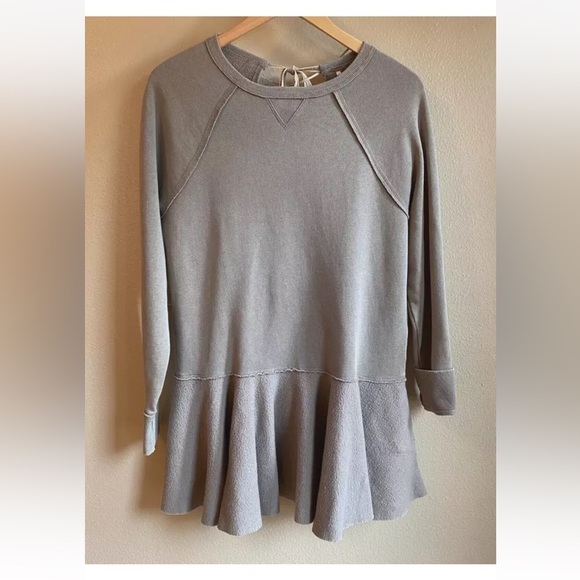 Free People Like That Peplum Fleece Sweatshirt mini  Dress - Picture 1 of 15